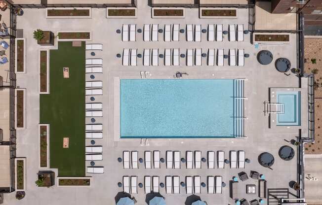 overhead shot of pool at centennial apartments