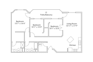 3 beds, 2 baths, 1,396 sqft, $1,840