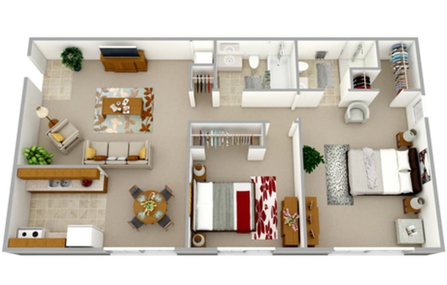 3d floor plans of Brittany Place Apartments in Norfolk VA