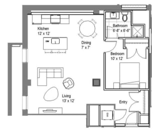 1 bed, 1 bath, 798 sqft, $1,485