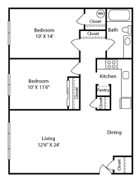 2 beds, 1 bath, 830 sqft, $1,401
