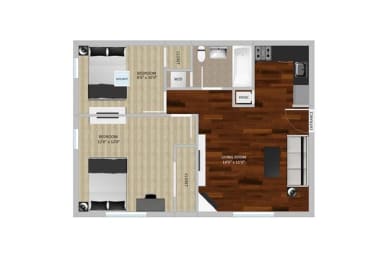 2 beds, 1 bath, 575 sqft, $1,123