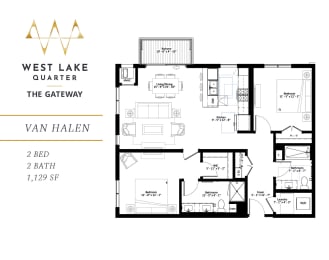 2 beds, 2 baths, 1,129 sqft, $2,755