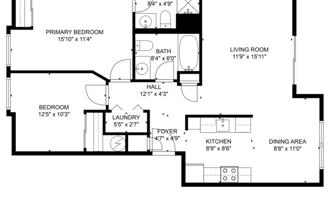 2 beds, 2 baths, 935 sqft, $1,500, Unit 1276-302