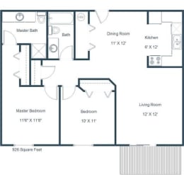 2 beds, 2 baths, 926 sqft, $890