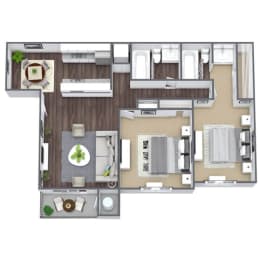 2 beds, 2 baths, 871 sqft, $2,299