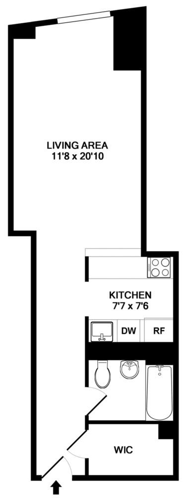 Studio, 1 bath, 510 sqft, $3,300, Unit 1106
