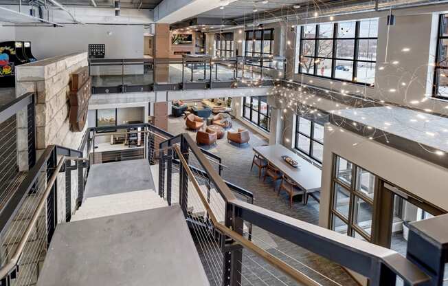 a view of the lobby from the second floor at The Yards and Backyards, Saint Paul, 55075