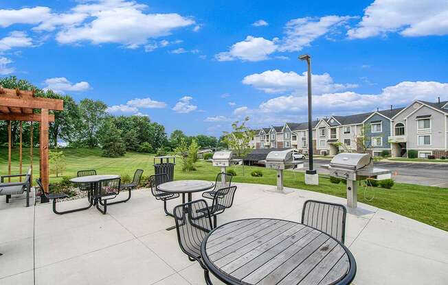 Grilling stations at The Crossings Apartments in Grand Rapids, MI