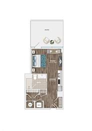 Studio, 1 bath, 531 sqft, $1,995