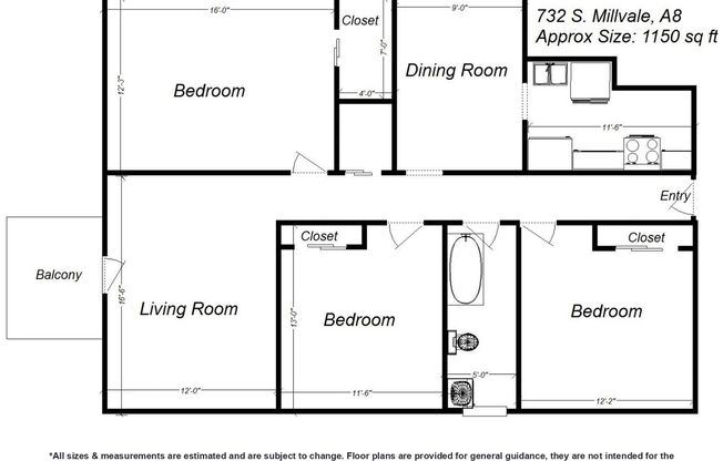 3 beds, 1 bath, 810 sqft, $1,999, Unit 732 S. Millvale Ave. #A8