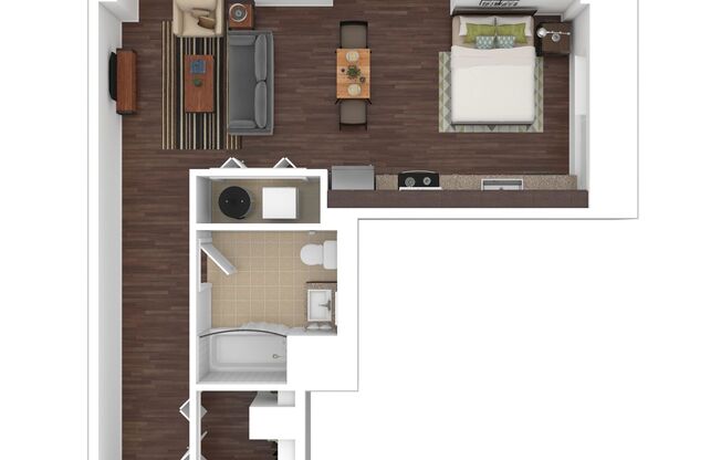 Studio, 1 bath, 654 sqft, $1,995, Unit P-0203