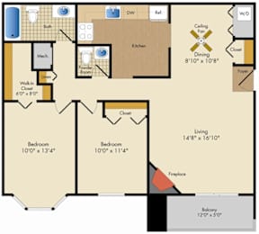 2 beds, 1.5 baths, 1,070 sqft, $2,218