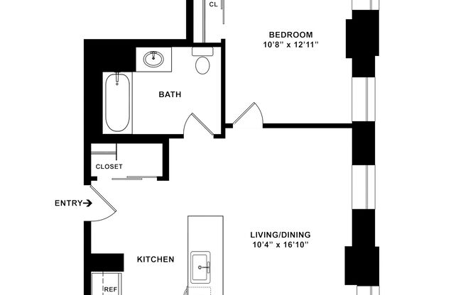 1 bed, 1 bath, 600 sqft, $2,145, Unit M-0703