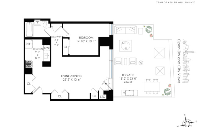 1 bed, 1 bath, 691 sqft, $5,900, Unit 1110