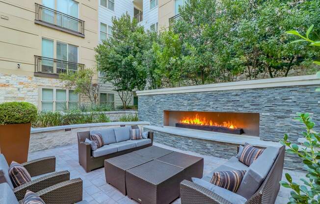 Relaxing Outdoor Lounge Area with Fireplace at Windsor South Lamar, Texas, 78704