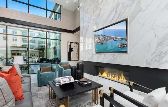 Lounge with Fireplace and TV