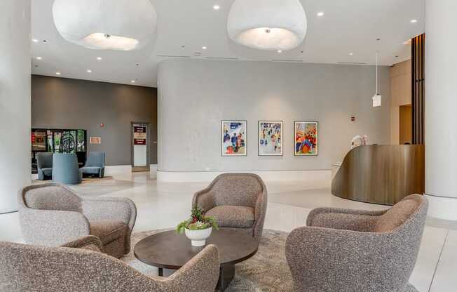 the lobby of a hotel with chairs and a table  at Cassidy on Canal, Chicago, 60606