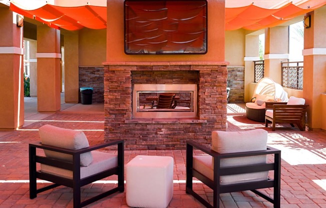 Lounge With Fireplace at Circa 2020, Redlands, California
