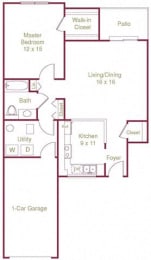 1 bed, 1 bath, 910 sqft, $1,788