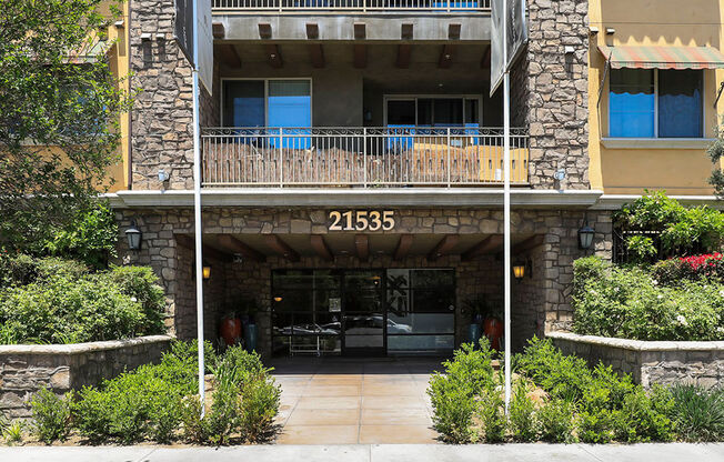 front street entrance at the verandas apartments in topanga canyon california