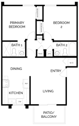 2 beds, 2 baths, 850 sqft, $2,315