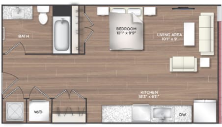 Studio, 1 bath, 585 sqft, $1,730