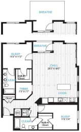 2 beds, 2 baths, 1,328 sqft, $3,084