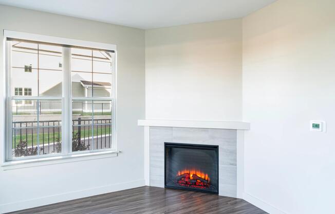 Select apartment homes at Modera South Shore include a fireplace feature—perfect for cozy New England evenings.
