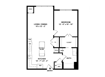 1 bed, 1 bath, 686 sqft, $1,455