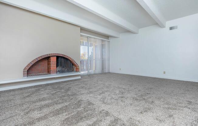 living room with a fireplace
