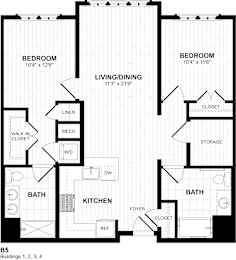 2 beds, 2 baths, 1,105 sqft, $2,565
