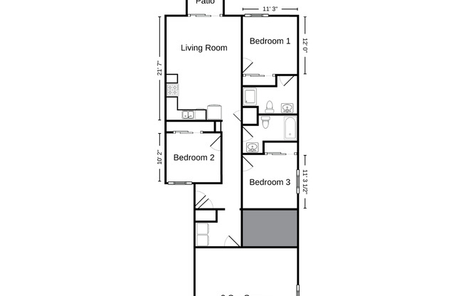 3 beds, 2 baths, 1,198 sqft, $1,875, Unit AT 721-26
