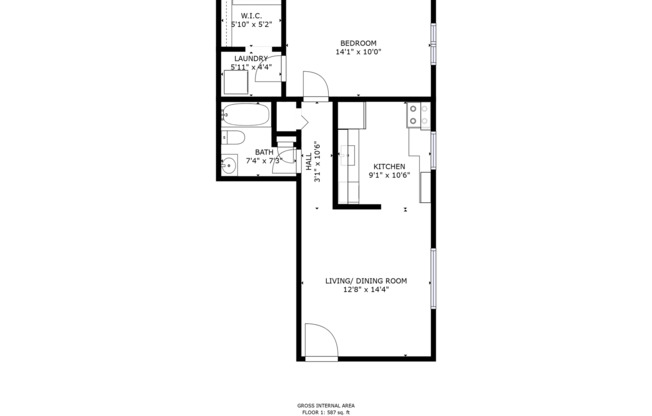 1 bed, 1 bath, 685 sqft, $1,399