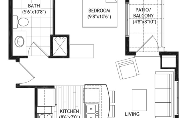 1 bed, 1 bath, 439 sqft, $2,150, Unit 608