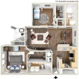 2 beds, 2 baths, 1,083 sqft, $1,360