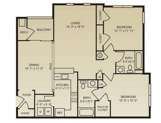 2 beds, 2 baths, 1,178 sqft, $1,717