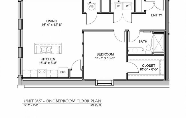 1 bed, 1 bath, 683 sqft, $1,800, Unit 313