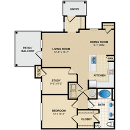 1 bed, 1 bath, 996 sqft, $1,917
