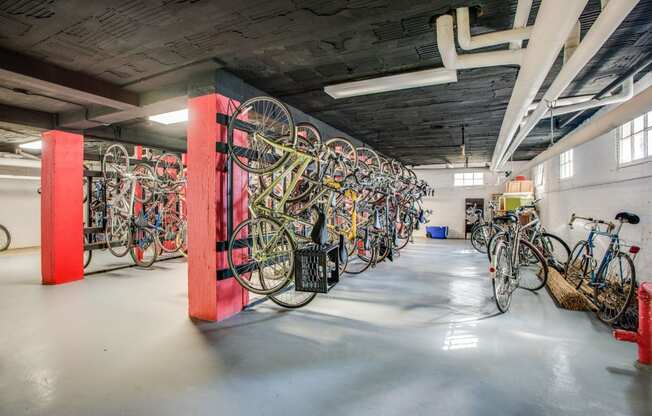 Bike storage  at Kew Gardens, Washington, DC