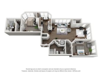2 beds, 2 baths, 1,008 sqft, $3,426