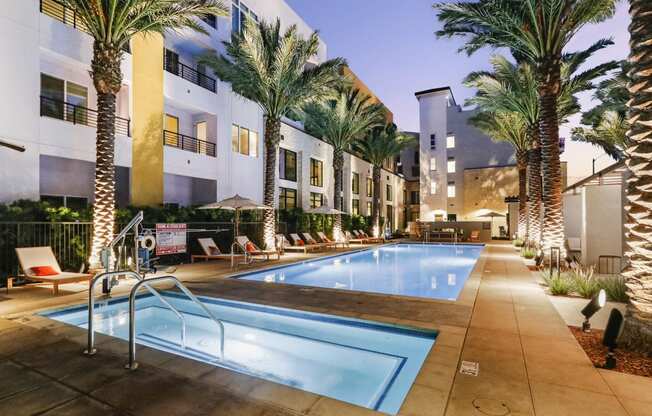 Swimming pool with palm trees at Array La Mesa, La Mesa