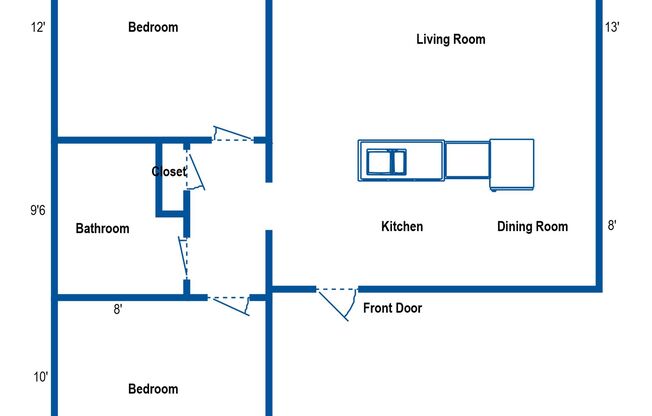 2 beds, 1 bath, 830 sqft, $1,345, Unit B8