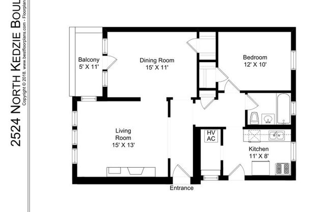 1 bed, 1 bath, 935 sqft, $2,095, Unit 2524-3E