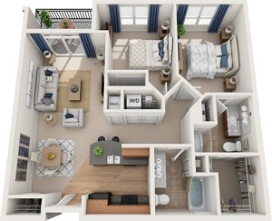 2 beds, 2 baths, 1,040 sqft, $2,300