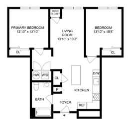 2 beds, 1 bath, 917 sqft, $3,011