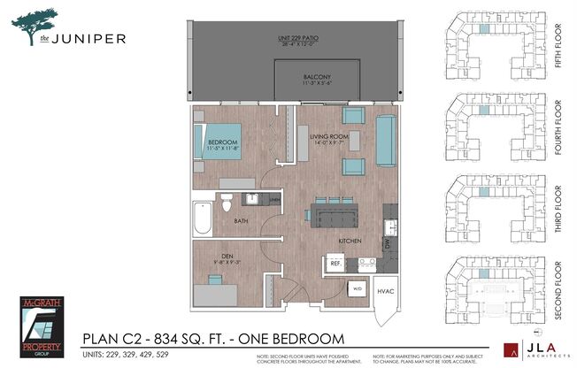 1 bed, 1 bath, 834 sqft, $1,750, Unit 329