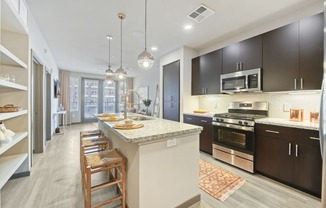 Kitchen island at Centra Midtown Apartments