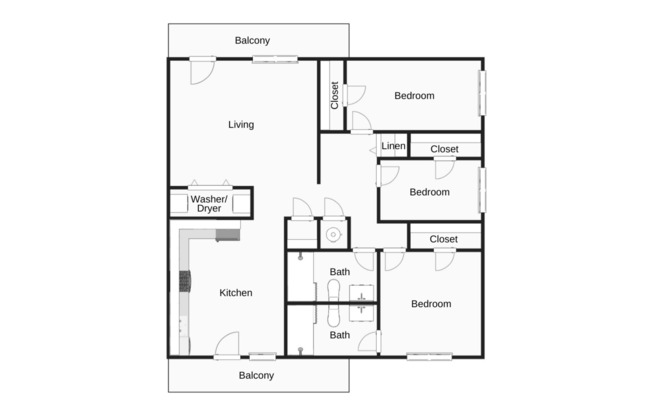 3 beds, 2 baths, 1,223 sqft, $1,305