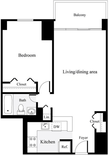 1 bed, 1 bath, 534 sqft, $2,149